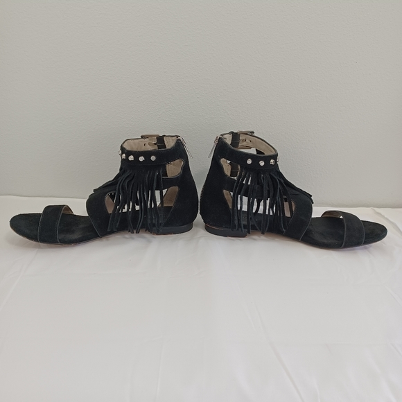 Michael kors bully suede fringe gladiator sandals zipper black women  size 81/2 - Picture 5 of 14